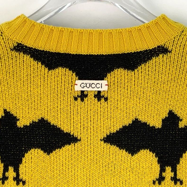 Gucci Gucci Yellow bat inlaid wool round-neck long-sleeved knitt Size US XS / EU 42 / 0 - 5 Thumbnail