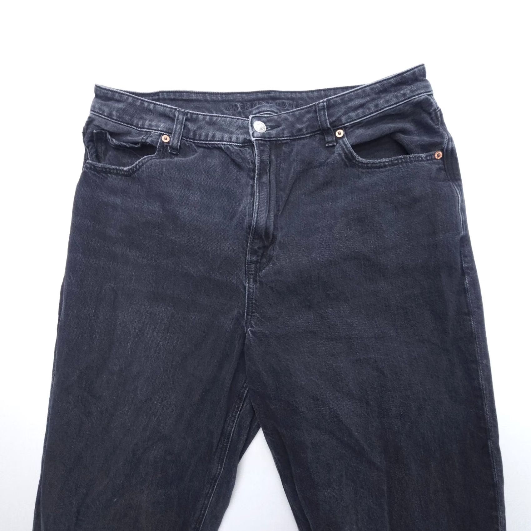 American Eagle Outfitters American Eagle Outfitters Jeans Womens 14 Black High Rise Distressed 5-Pocket Denim Straight Leg Mom Style Adults Womens Size 36" / US 14 / IT 50 - 3 Thumbnail