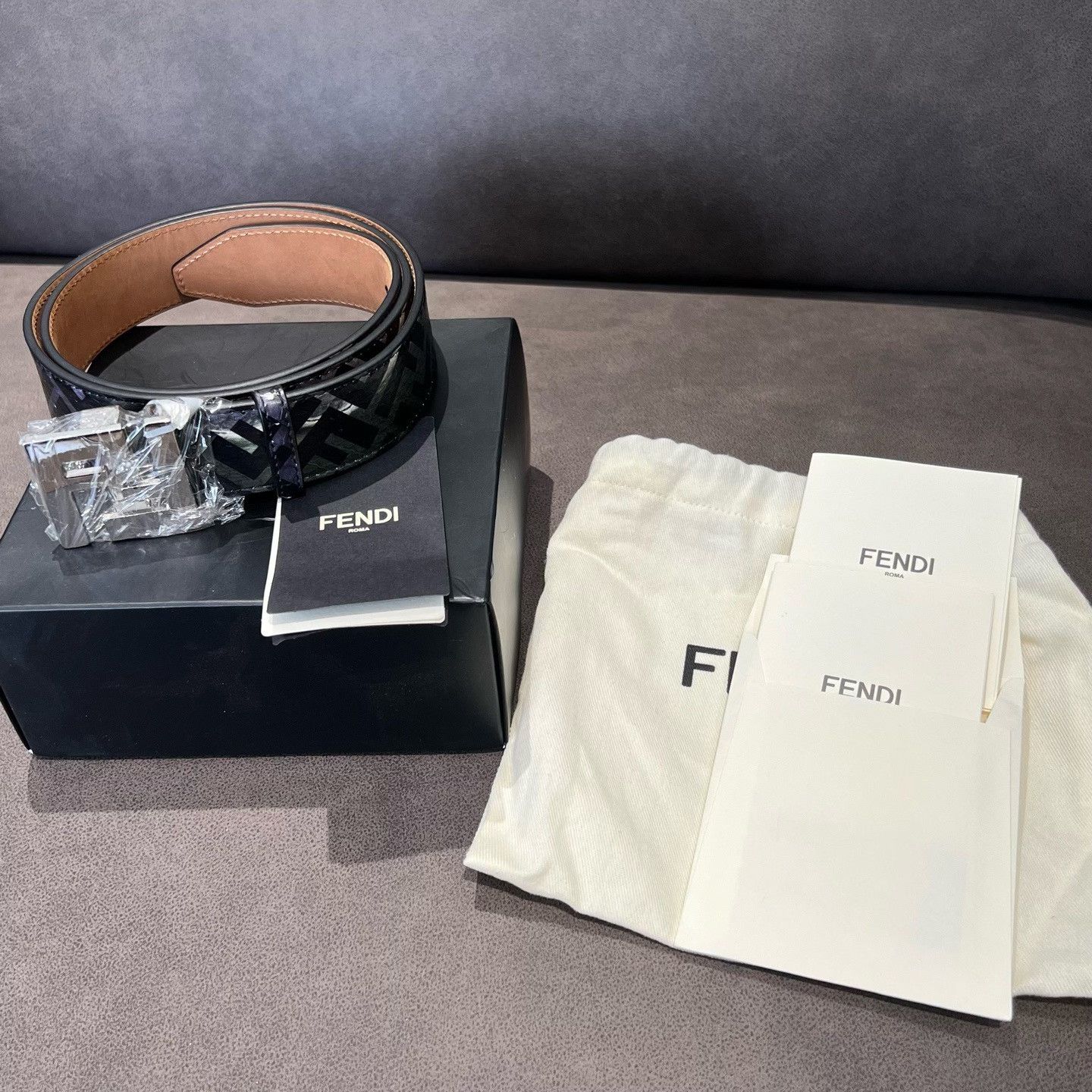 Fendi FENDI Black Belt with Logo Buckle Size ONE SIZE - 1 Thumbnail