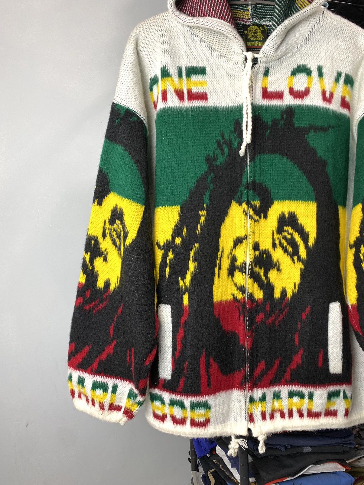 Bob Marley 💥Rare! Vintage Bob Marley Full Knit Heavy Hoodie Jacket Size US L / EU 52-54 / 3 - 3 Thumbnail