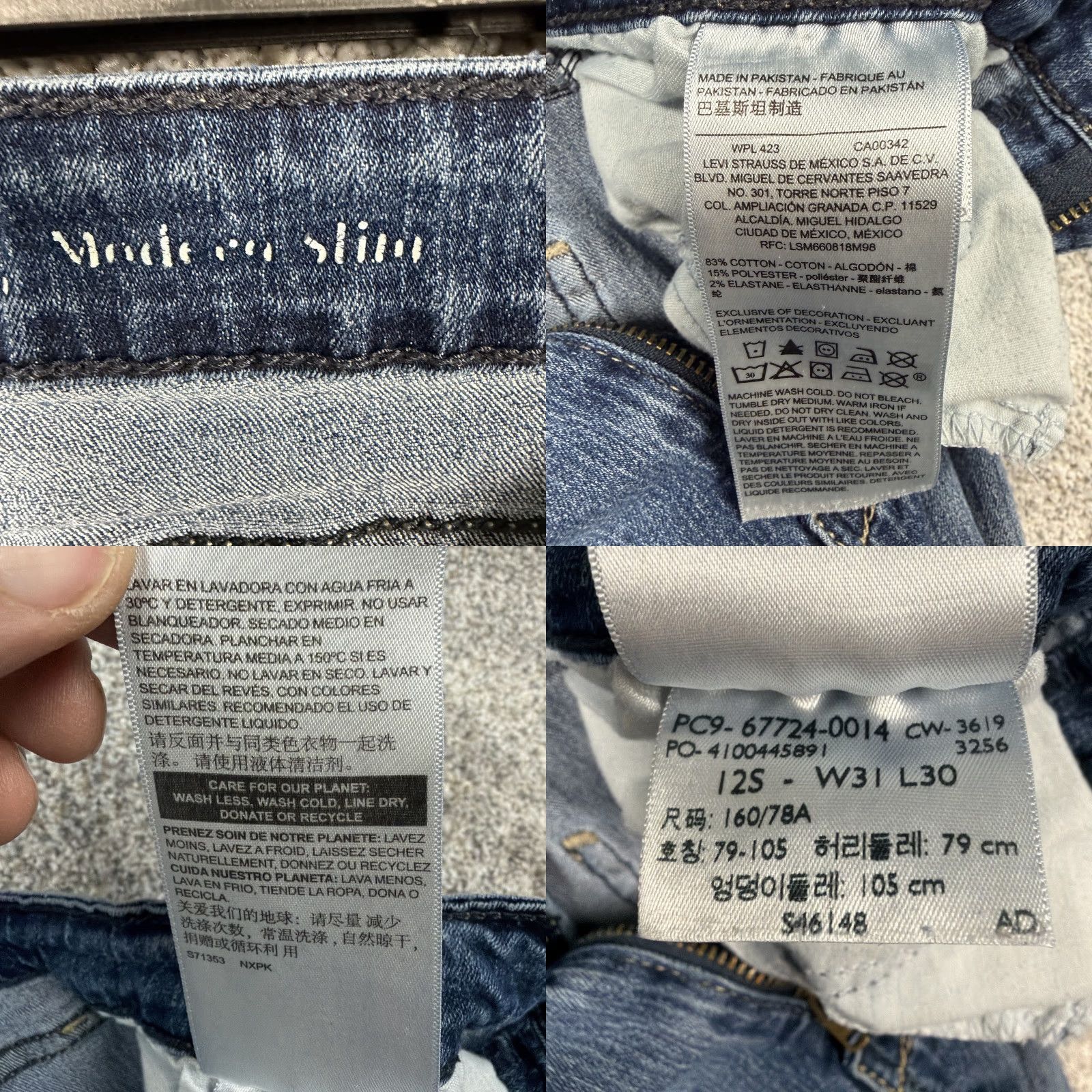 Vintage Levis Modern Slim Jeans Womens 12S 31x25 Blue Stretch Straight Denim Indie Size 34" / US 12 / IT 48 - 8 Thumbnail