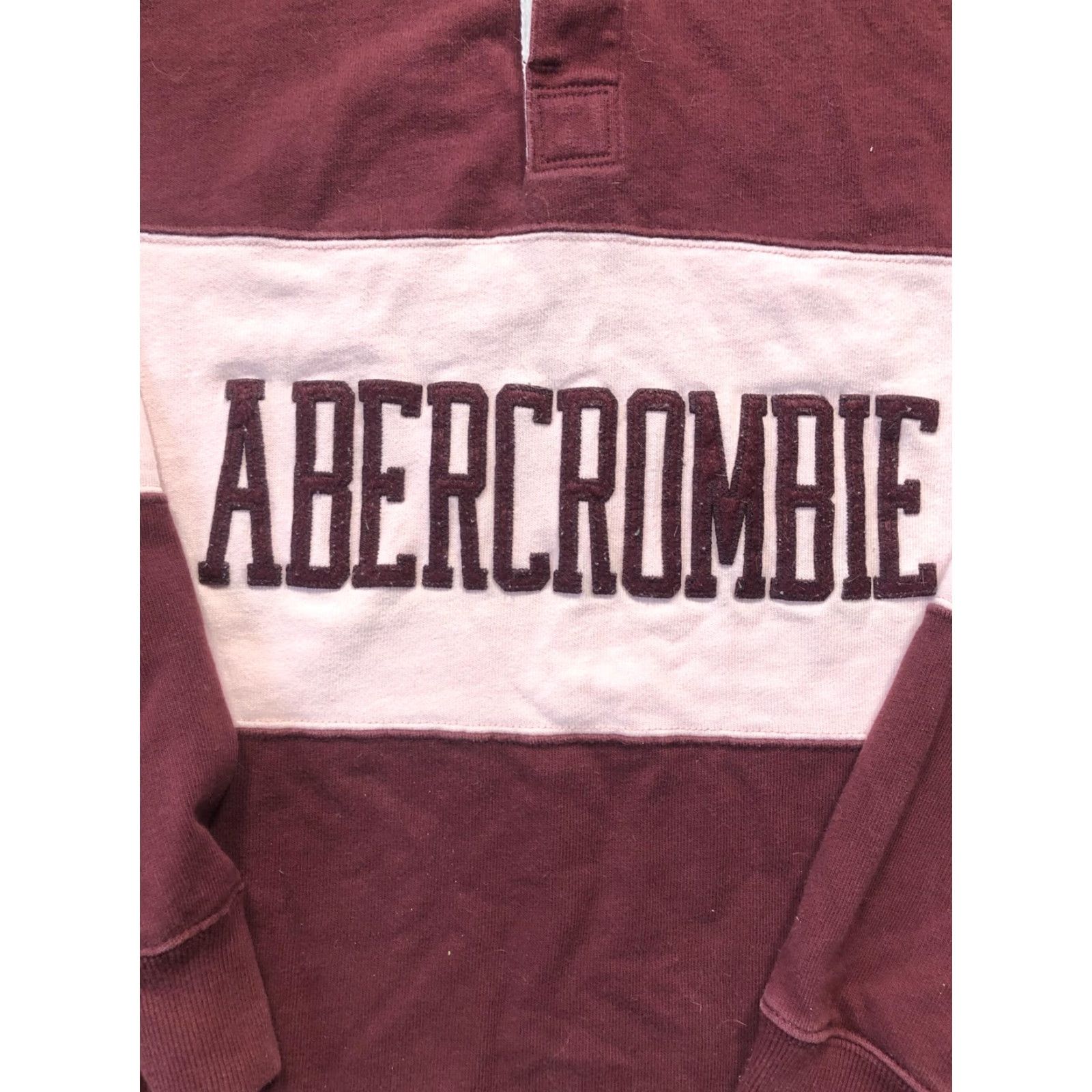 Abercrombie & Fitch VINTAGE Abercrombie Shirt Mens XL Burgundy Pink Rugby Stripe Long Sleeve Logo Collar Size US XL / EU 56 / 4 - 6 Thumbnail
