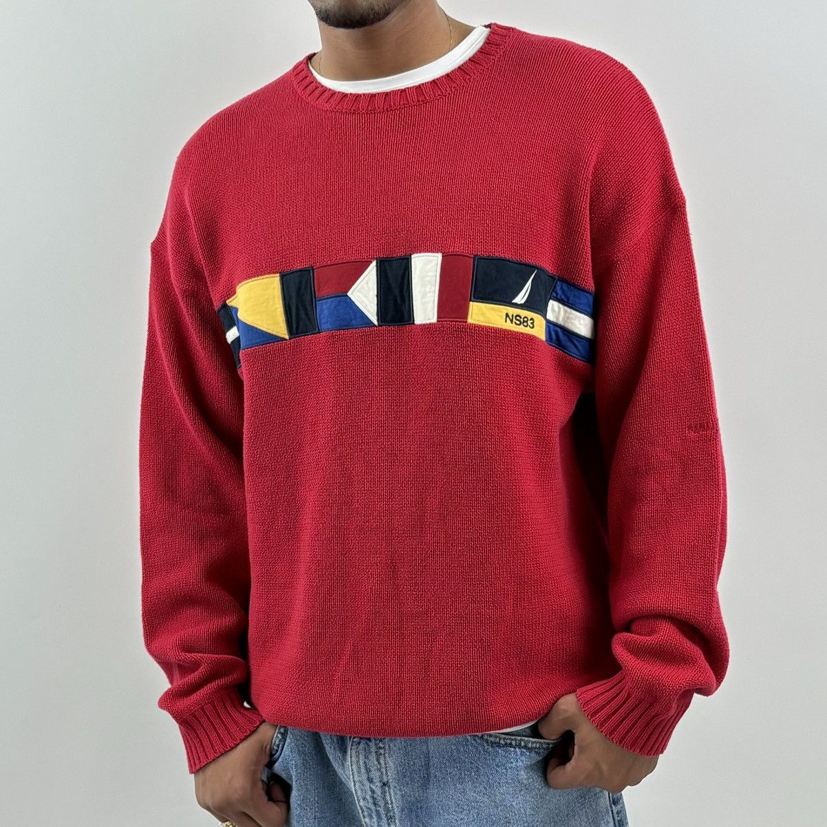 Japanese Brand × Nautica × Vintage vintage Y2K NAUTICA Sailing Flag Spellout Knit sweater Size US L / EU 52-54 / 3 - 3 Thumbnail