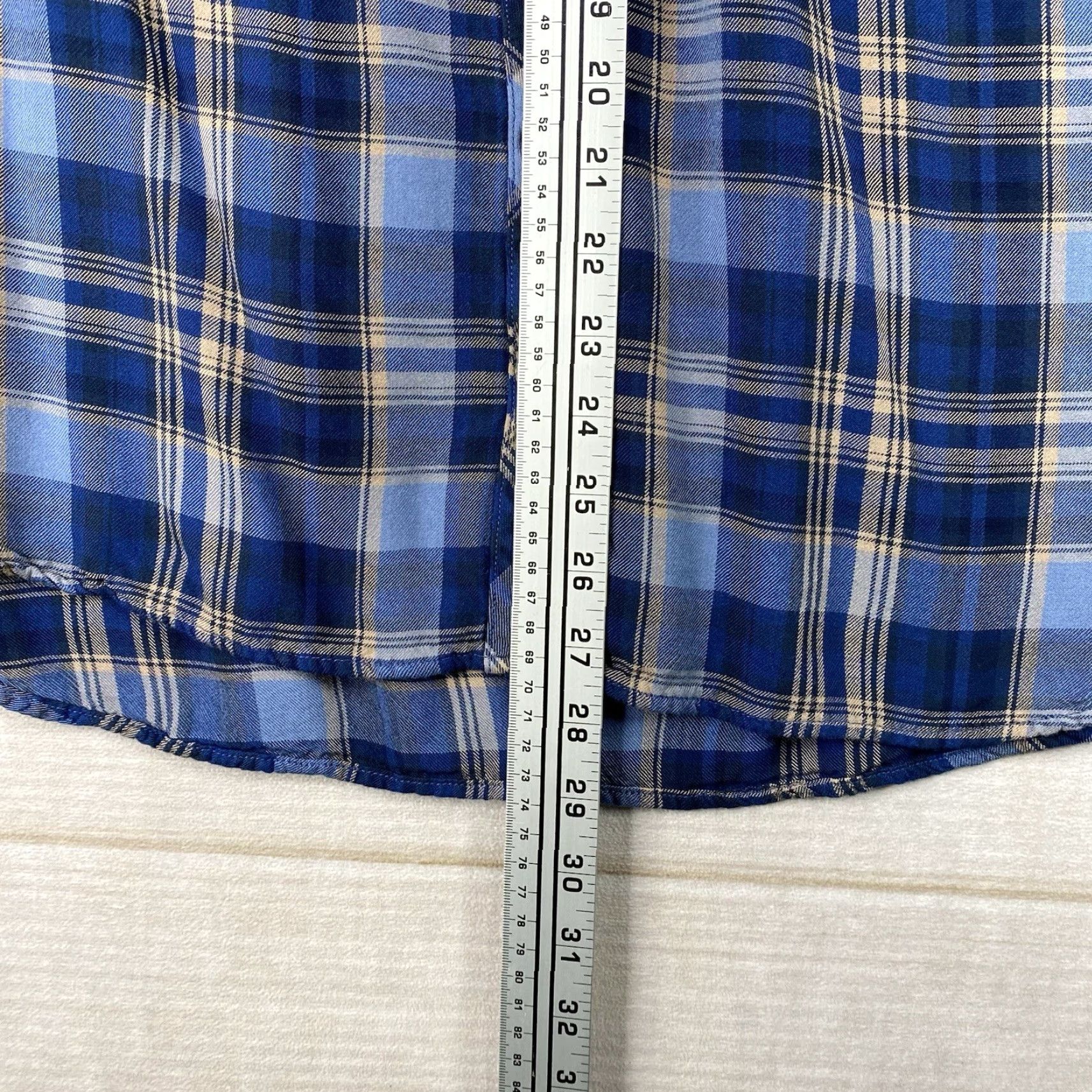 Vintage Terra & Sky Shirt Womens 1X 16W Blue Plaid Long Sleeves Lightweight Button Up Size XL / US 12-14 / IT 48-50 - 6 Thumbnail