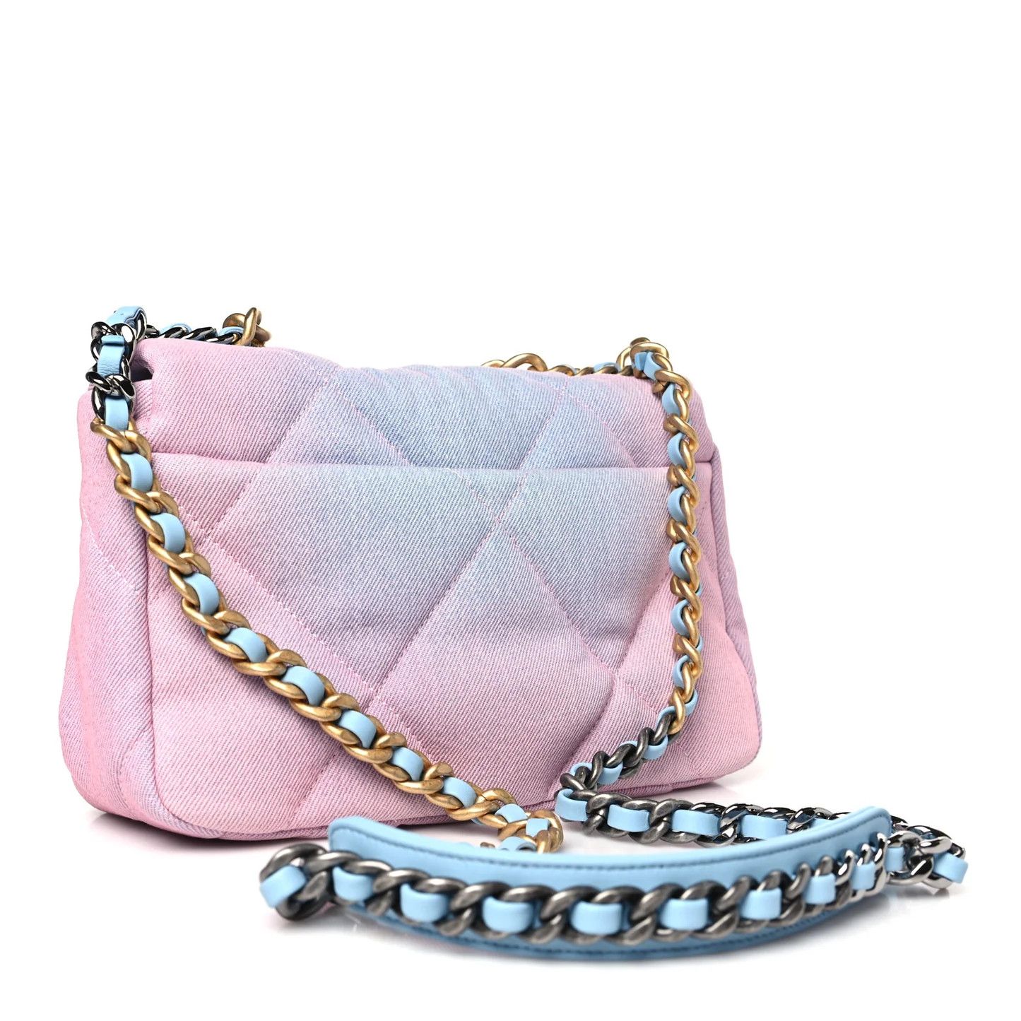 Chanel os11x0126 Size: OS / Denim Quilted Medium Flap Bag Blue/Pink Size ONE SIZE - 3 Thumbnail