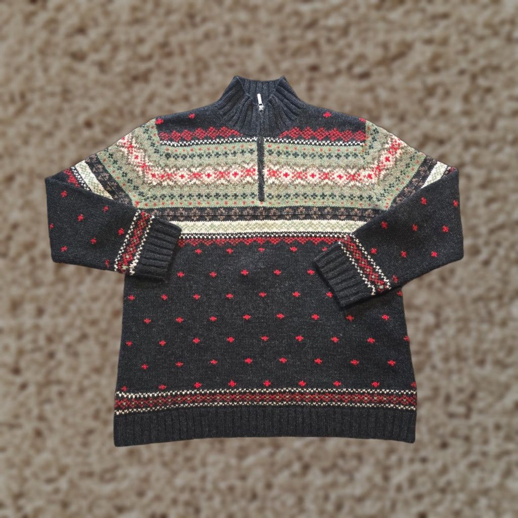 Ralph Lauren VINTAGE Lauren Ralph Lauren Sweater Mens Medium Handknit Wool Fair Isle 1/4 Zip Size US M / EU 48-50 / 2 - 1 Thumbnail