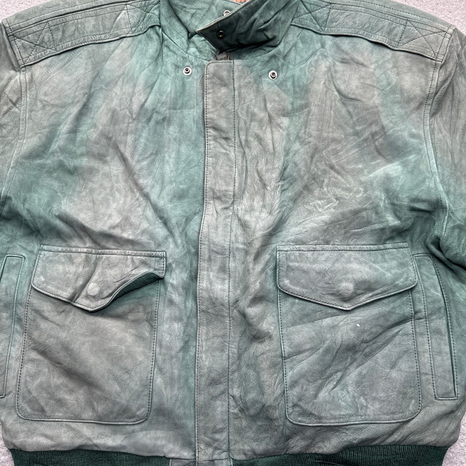 Other Vintage International Leather Green Bomber Jacket Large Size US L / EU 52-54 / 3 - 13 Thumbnail