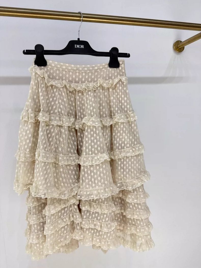 Dior Dior Polka Dot Ruffled Midi Skirt-2506 Size 33" - 2 Thumbnail
