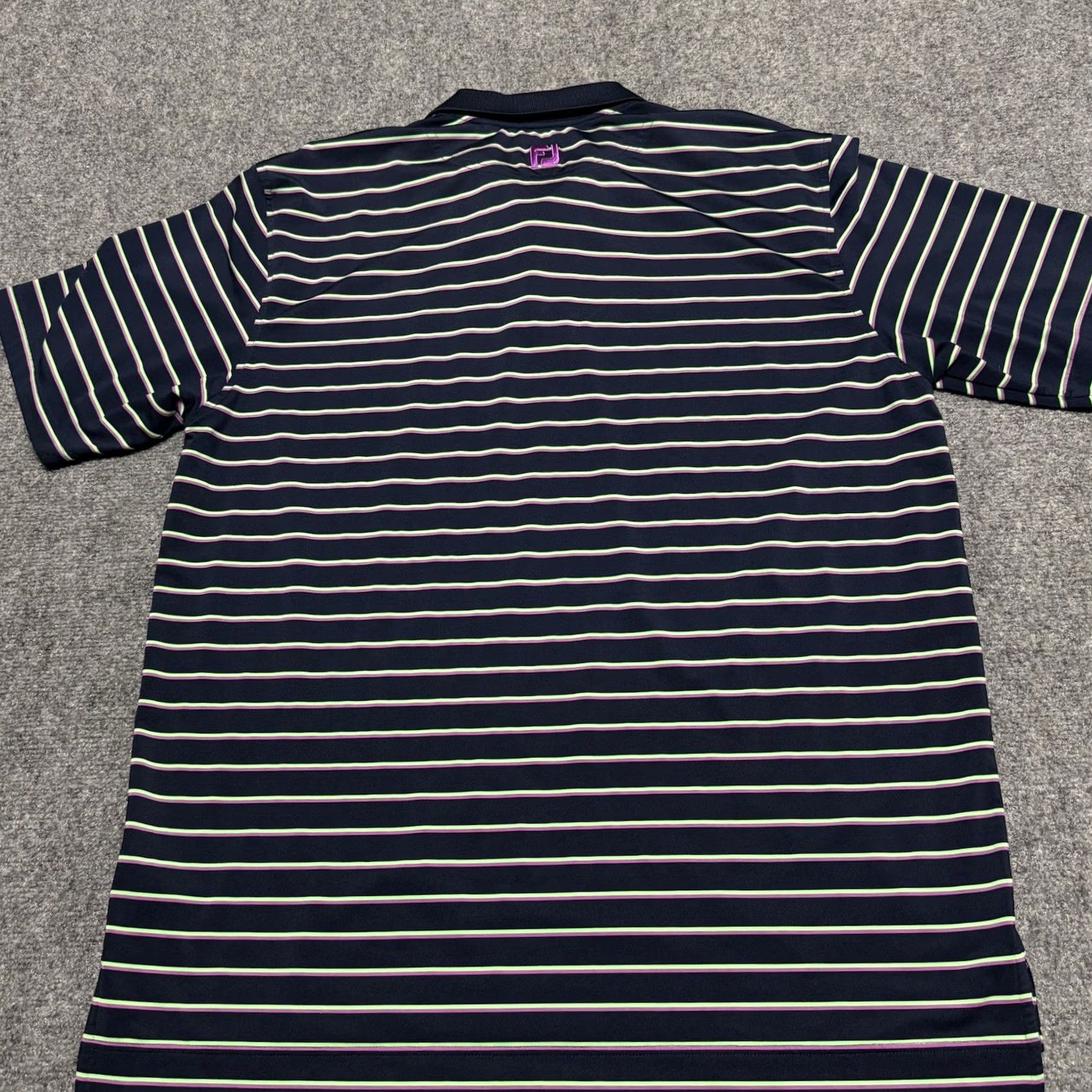 Footjoy FootJoy Polo Shirt Mens L Blue Striped Florida Golf Club Logo Short Sleeve Moisture Wicking Regular Fit Polo Shirt MensSize L Florida Logo Golf Size US L / EU 52-54 / 3 - 5 Thumbnail