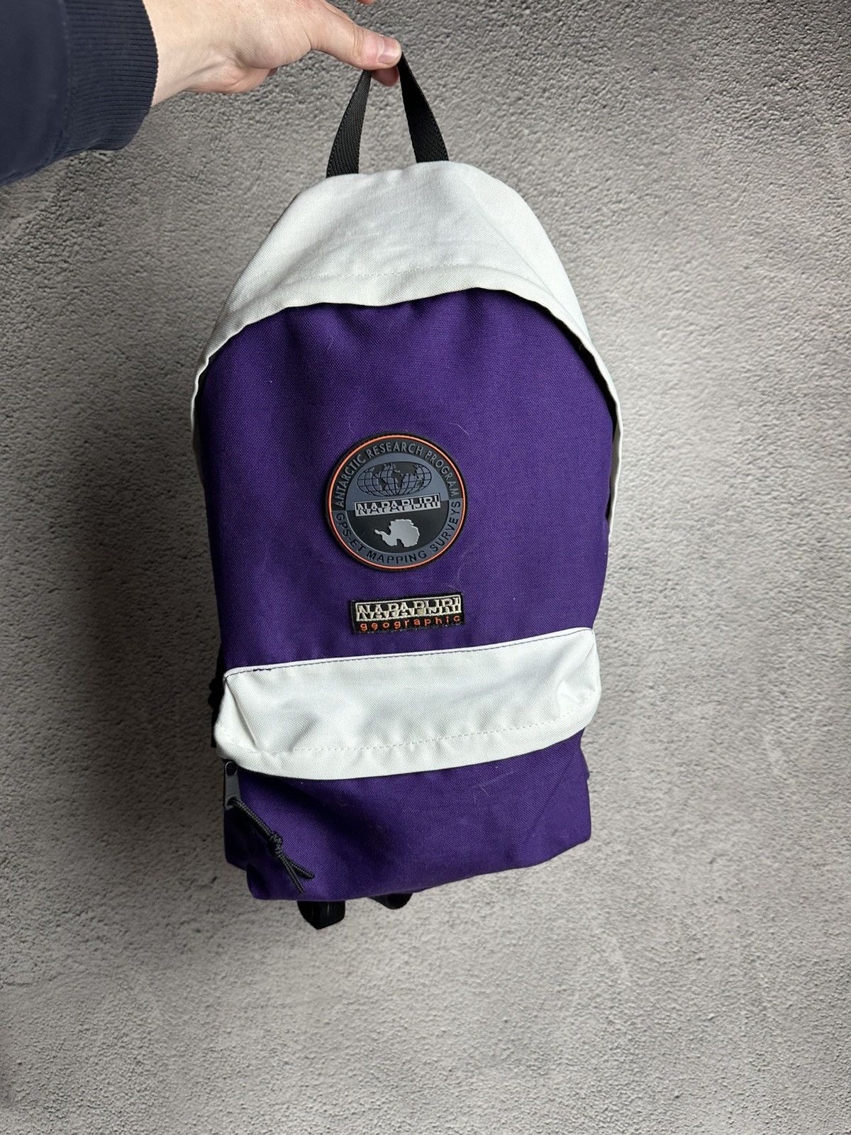 VTG Napapijri Backpack Y2K Bag Hype Crazy Logo Patch Style