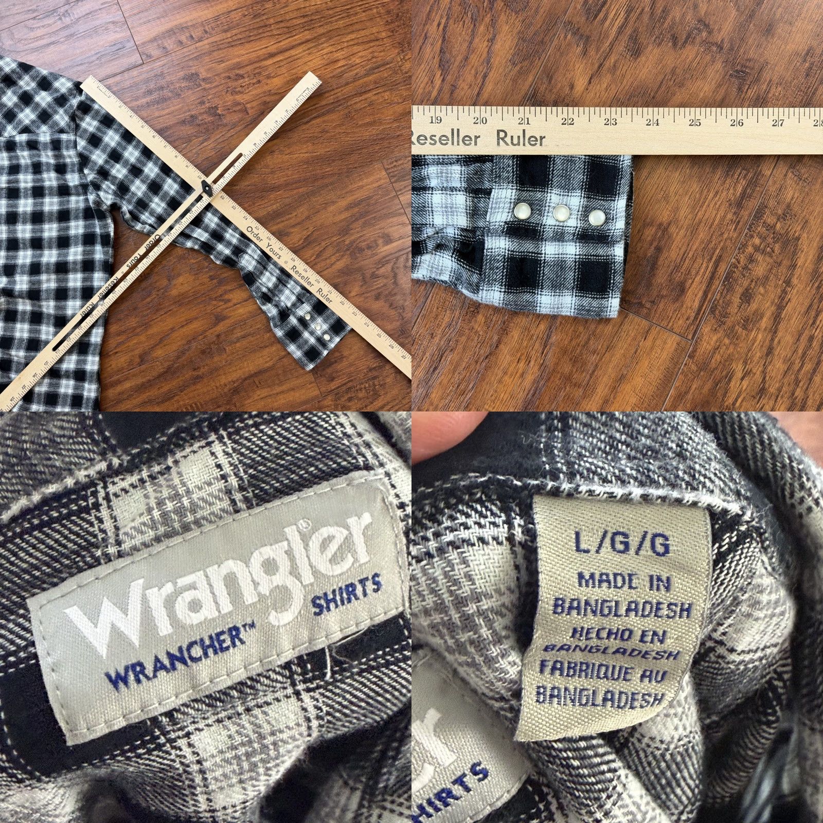Wrangler Wrangler Shirt Mens L Black Plaid Flannel Pearl Snap Long Sleeve Cotton Wrancher Size US L / EU 52-54 / 3 - 8 Thumbnail