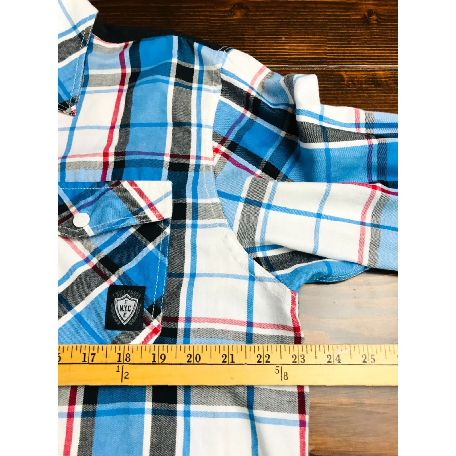 Enyce VINTAGE Enyce Shirt Mens L White Blue Black Plaid Button Up Sean Combs Flaps Size US L / EU 52-54 / 3 - 3 Thumbnail