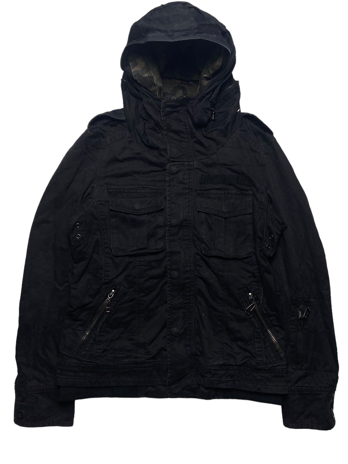 image of 14Th Addiction x Jack Rose 2000S Jackrose - Bono Cyber Military Jacket in Black, Men's (Size Medium