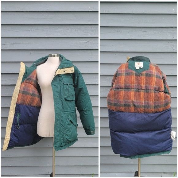 Vintage Vintage 80s Green Fall Plaid Field & Stream Goose Down Insul Size US L / EU 52-54 / 3 - 4 Thumbnail