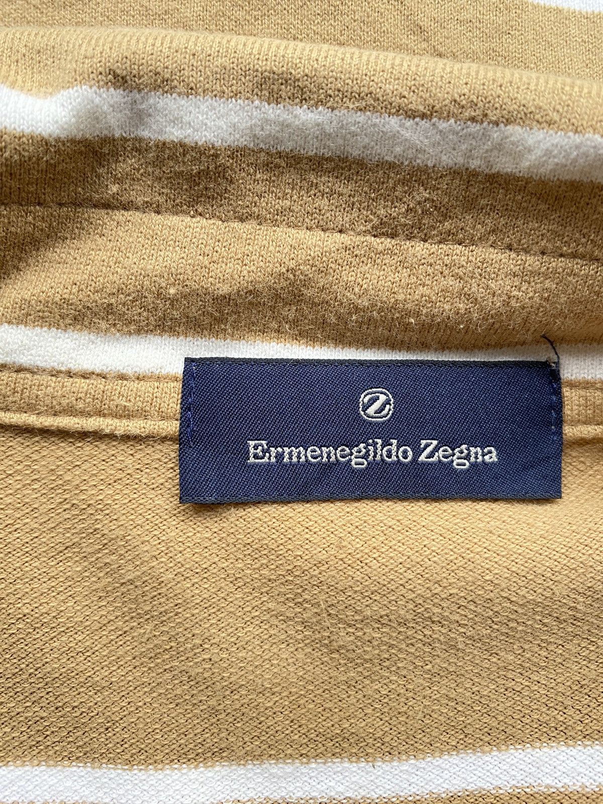 Ermenegildo Zegna Ermenegildo Zegna Camel Stripe Polo Shirt Size US L / EU 52-54 / 3 - 3 Thumbnail