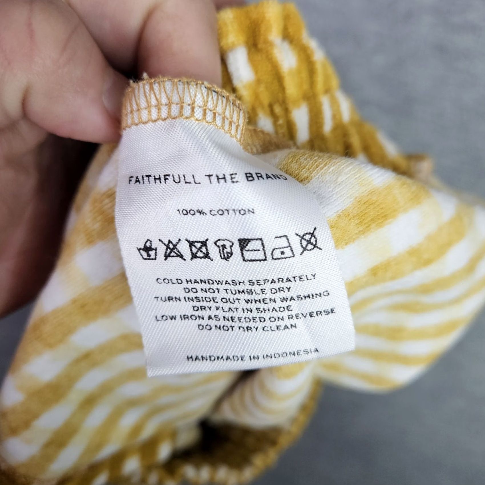 Vintage FAITHFULL THE BRAND Gingham Yellow White Terry Shorts Women's Elastic Waist Sz S Size 28" / US 6 / IT 42 - 6 Thumbnail