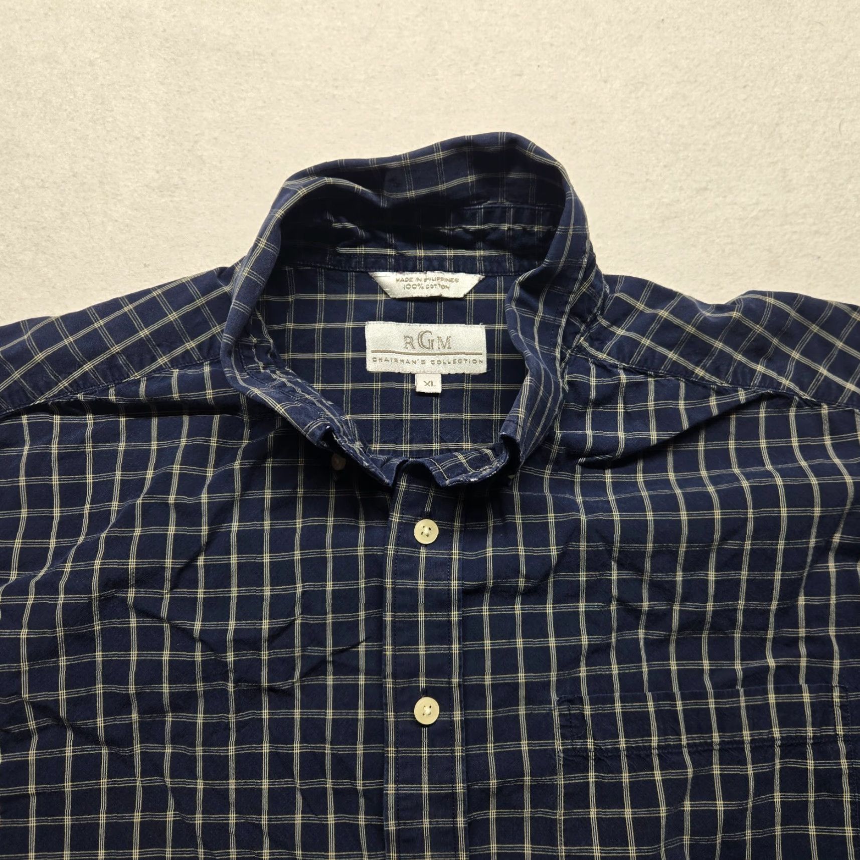 Vintage RGM Shirt Blue Button-Front 100% Cotton Men's XL Button-Up Casual Classic Check Long Sleeve Size US XL / EU 56 / 4 - 2 Thumbnail