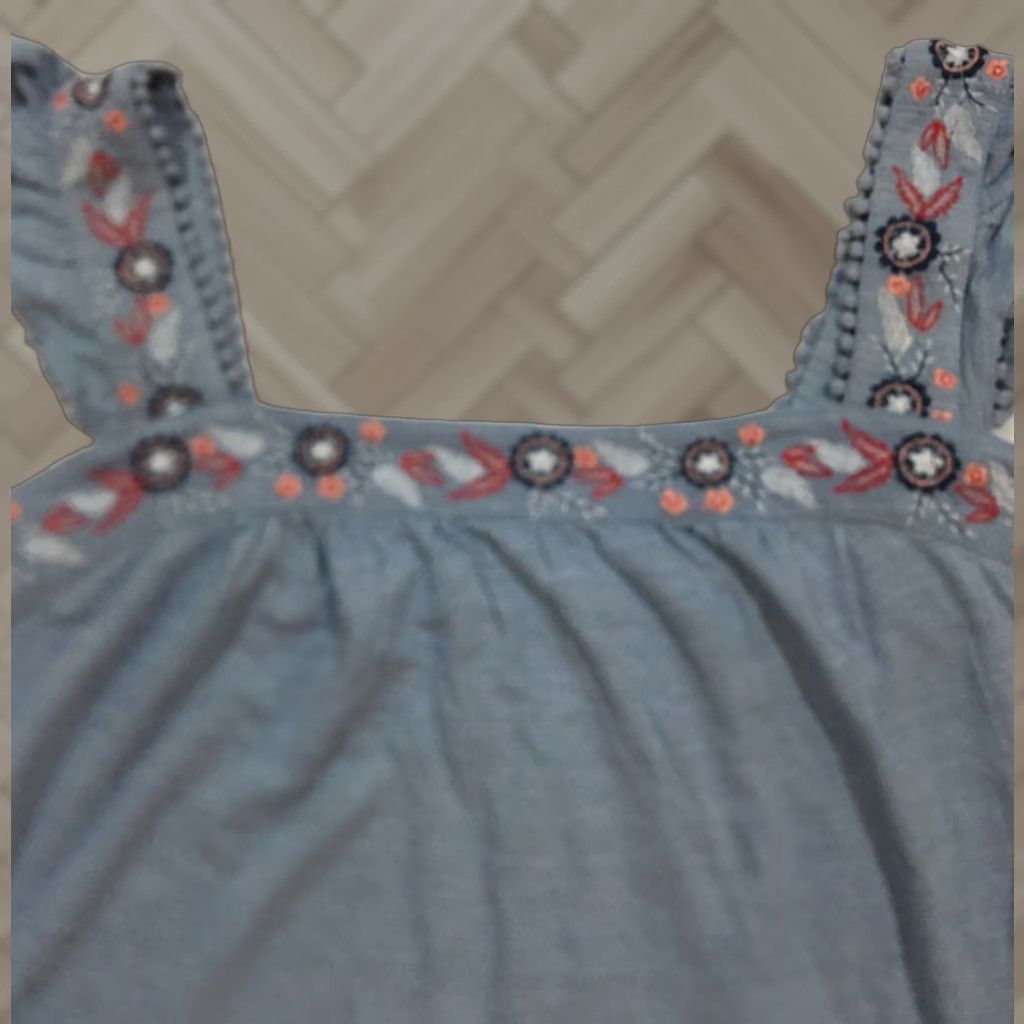 CO Style And Co Women's Tank Top Embroidered Sleeveless Camisole Blue L Regular Size L / US 10 / IT 46 - 1 Thumbnail