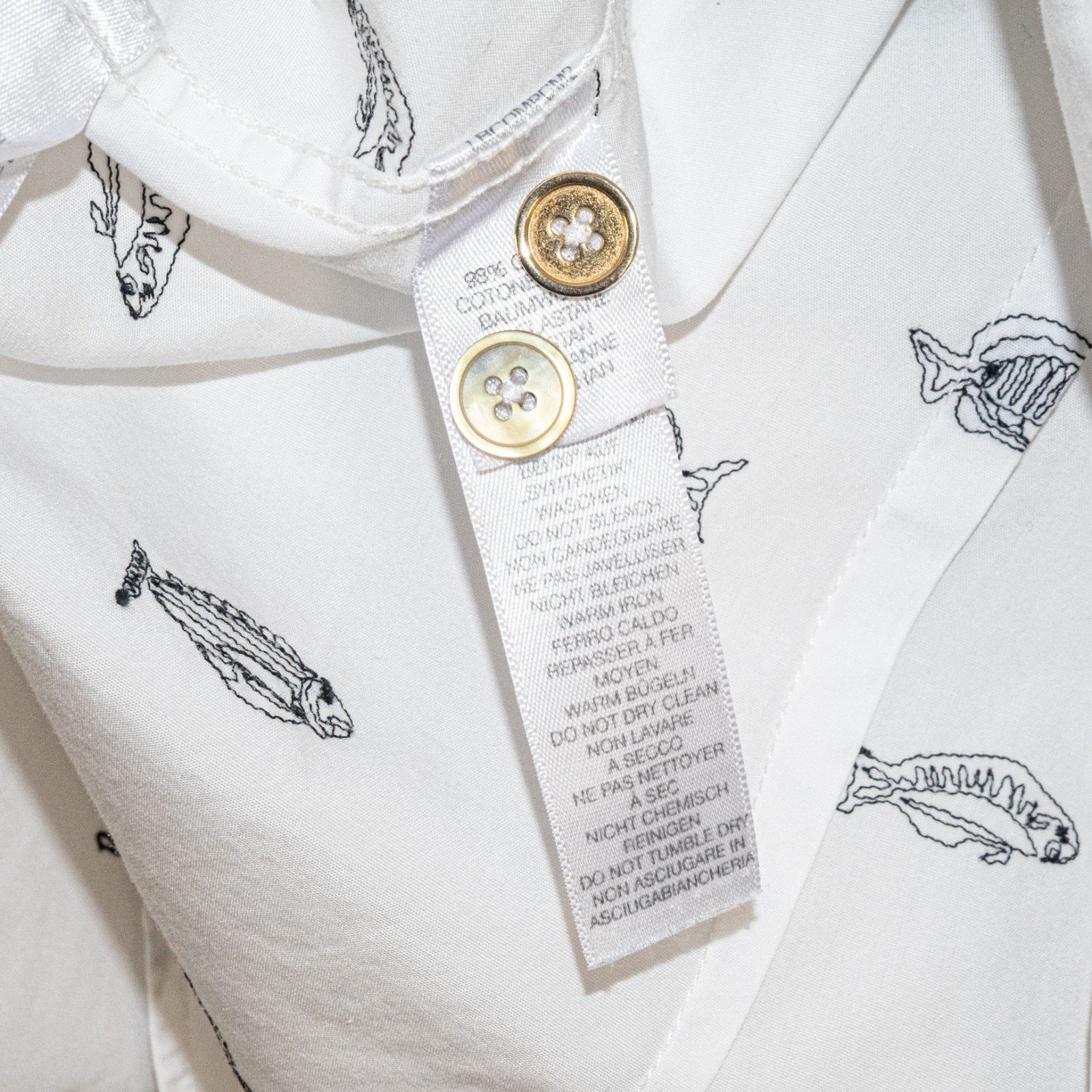 Paul Smith Paul Smith Large White fish Embroidered Button up Shirt Size US L / EU 52-54 / 3 - 7 Thumbnail