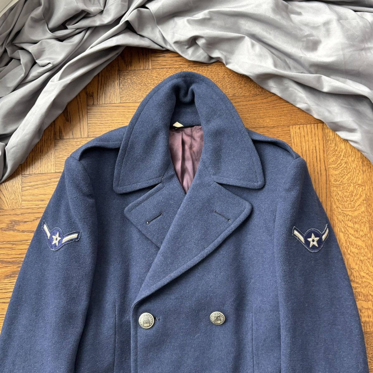 Vintage 1960s USAF Overcoat Vintage Wool Jacket Pembroke Trench 60s Size US S / EU 44-46 / 1 - 3 Thumbnail