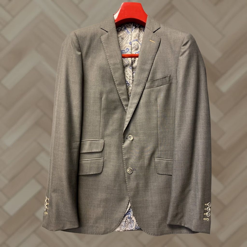 Vintage J. Hilburn Blazer Jacket Men’s 41R Gray Bronze Wool Single-Breasted Two-Button Notch Lapel Vented Back 0761 Size 42R - 1 Thumbnail