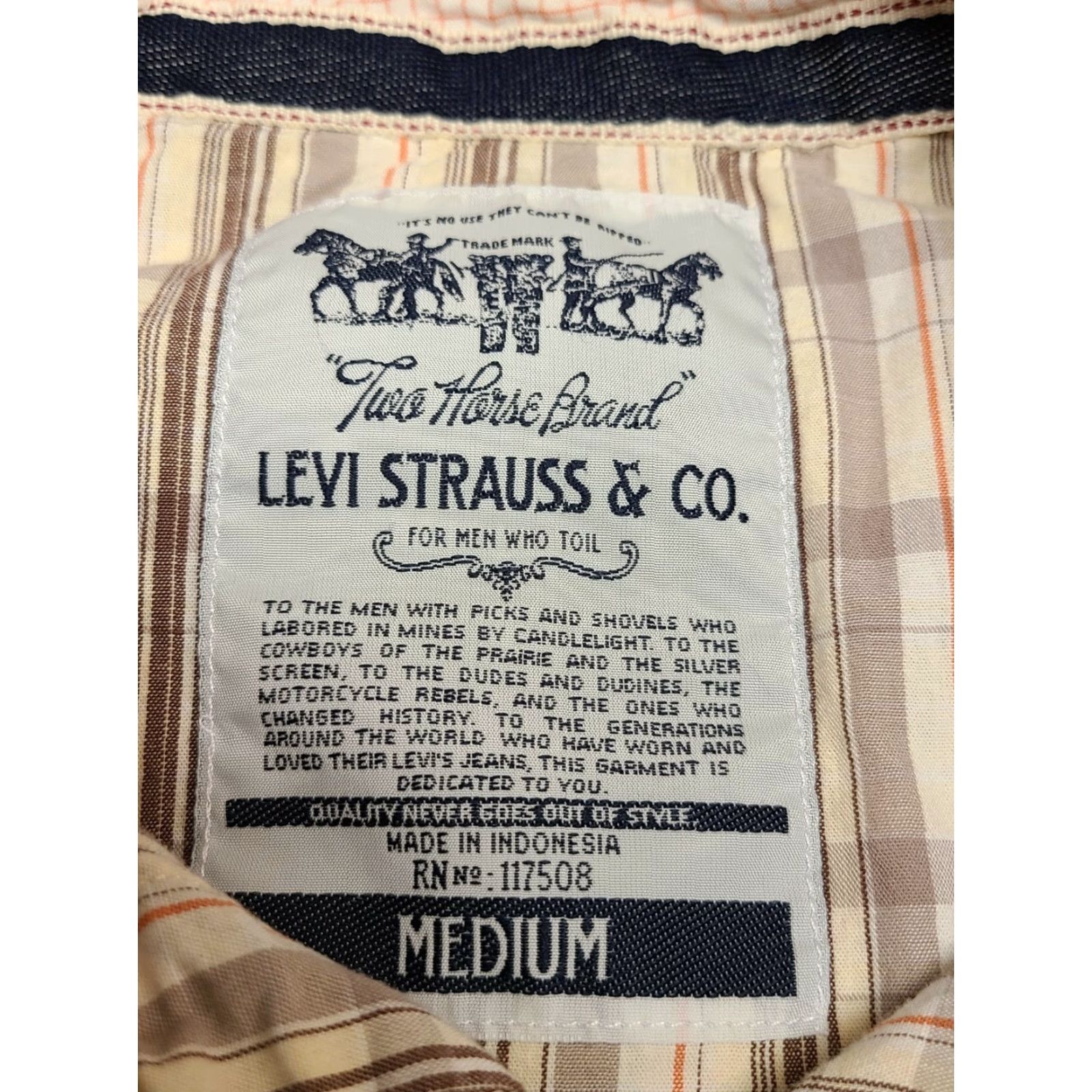 Levi's Levi's Shirt Mens Medium Plaid Multicolor Pearl Snaps Western Cotton Flannel Collared Point Sleeve Long Snap Regular Casual Size US M / EU 48-50 / 2 - 3 Thumbnail