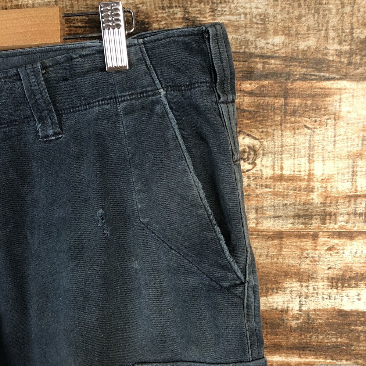 Japanese Brand DL Burtle Dark Blue ripped Cargo Multipocket Pants #C759 Size US 34 / EU 50 - 8 Thumbnail