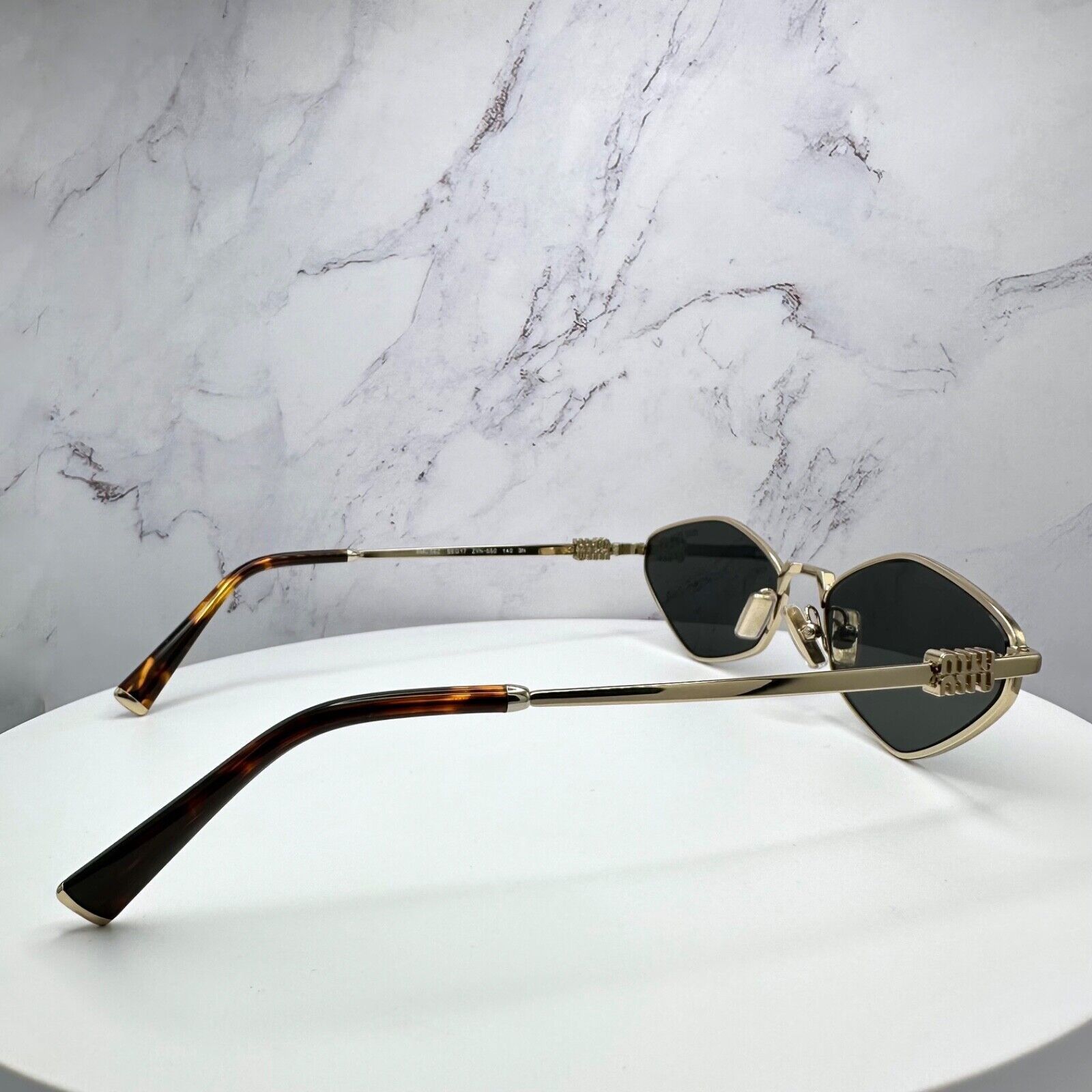 Miu Miu New MIU MIU Runway Hexagon Gold Metal Sunglasses Logo Size ONE SIZE - 12 Thumbnail