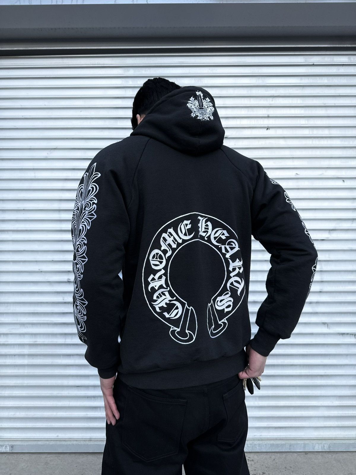 Vintage chrome hearts floral horse shoe thermal hoodie