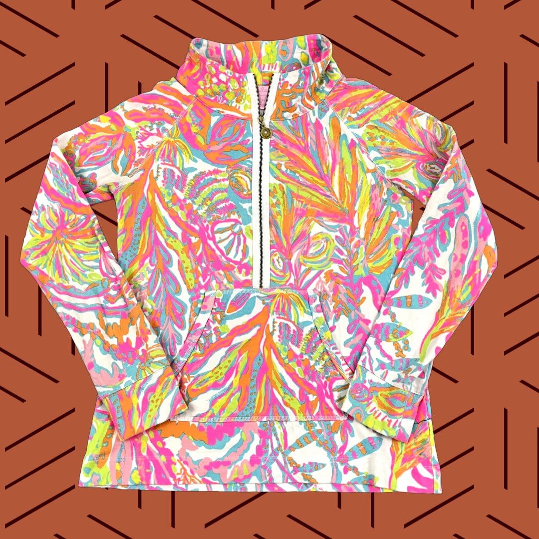 Lilly Pulitzer Lilly Pulitzer Pullover Small Multicolor Floral Preppy Skipper Popover 1/2 Zip Womens Size S / US 4 / IT 40 - 1 Thumbnail