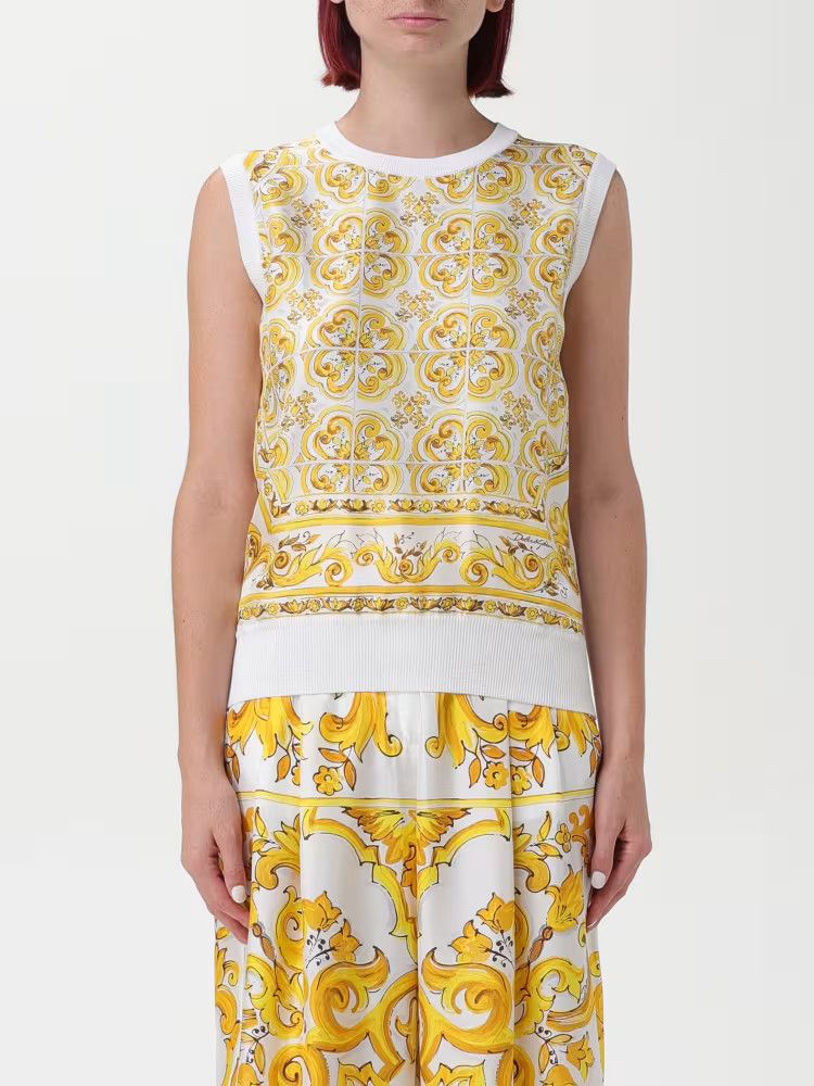 Dolce & Gabbana o1s22i1n1024 Silk Sleeveless Top in White Size M / US 6-8 / IT 42-44 - 1 Thumbnail