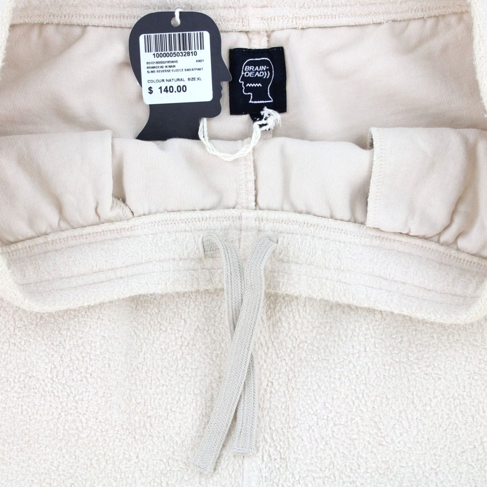Brain Dead Brain Dead Slime Reverse Sweatpants Men Natural XL Fleece Long Tapered Joggers Casual Activewear Size US 36 / EU 52 - 3 Thumbnail