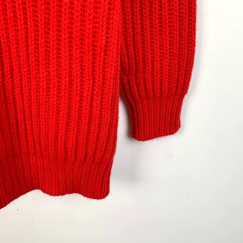 Balenciaga Balenciaga size 34 Red V-neck lace wool long-sleeve knit s Size XXS / US 00 / IT 34 - 4 Thumbnail