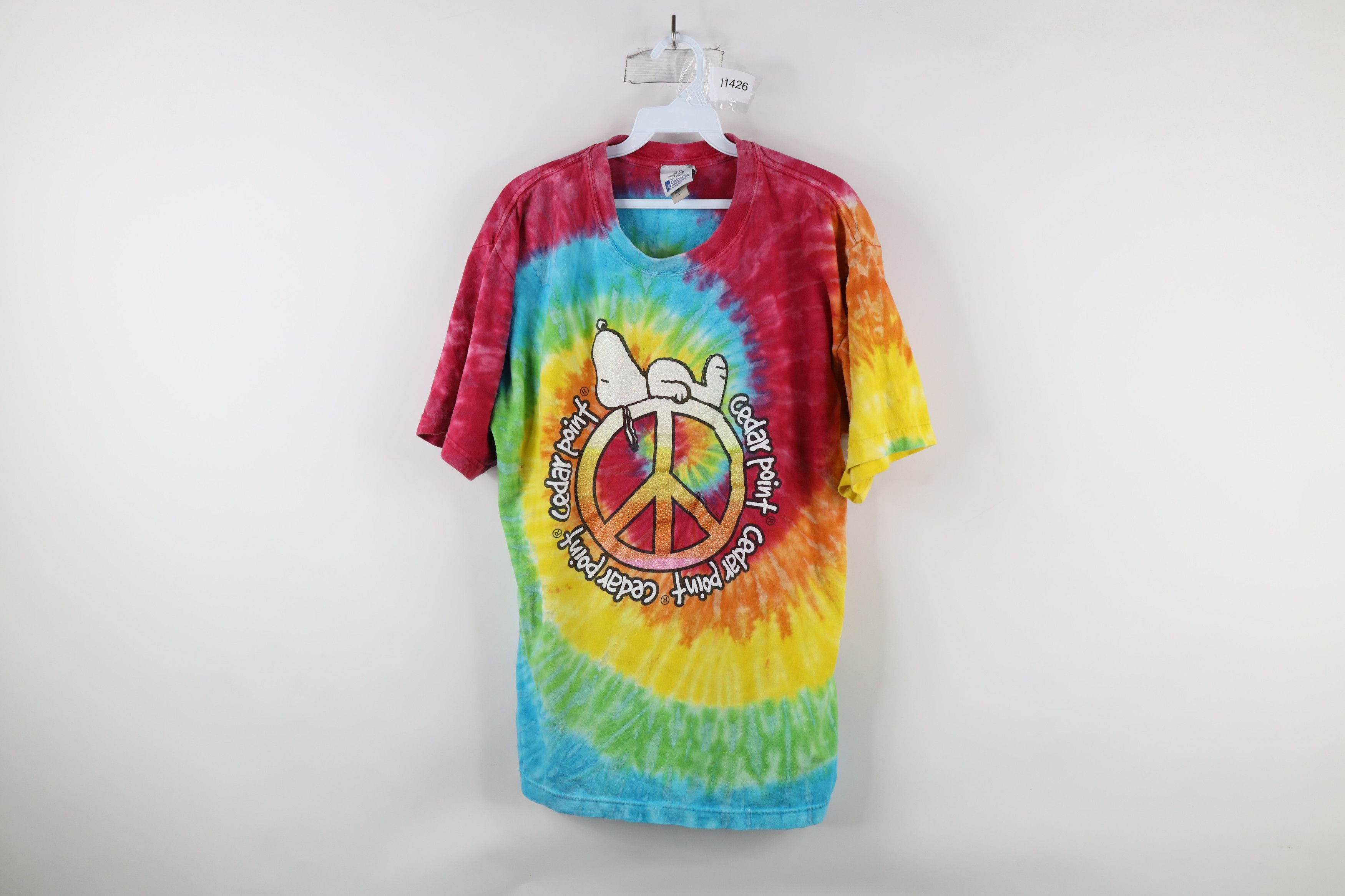 Vintage Vintage Snoopy Peanuts Rainbow Tie Dye Cedar Point T-Shirt Size US L / EU 52-54 / 3 - 1 Thumbnail