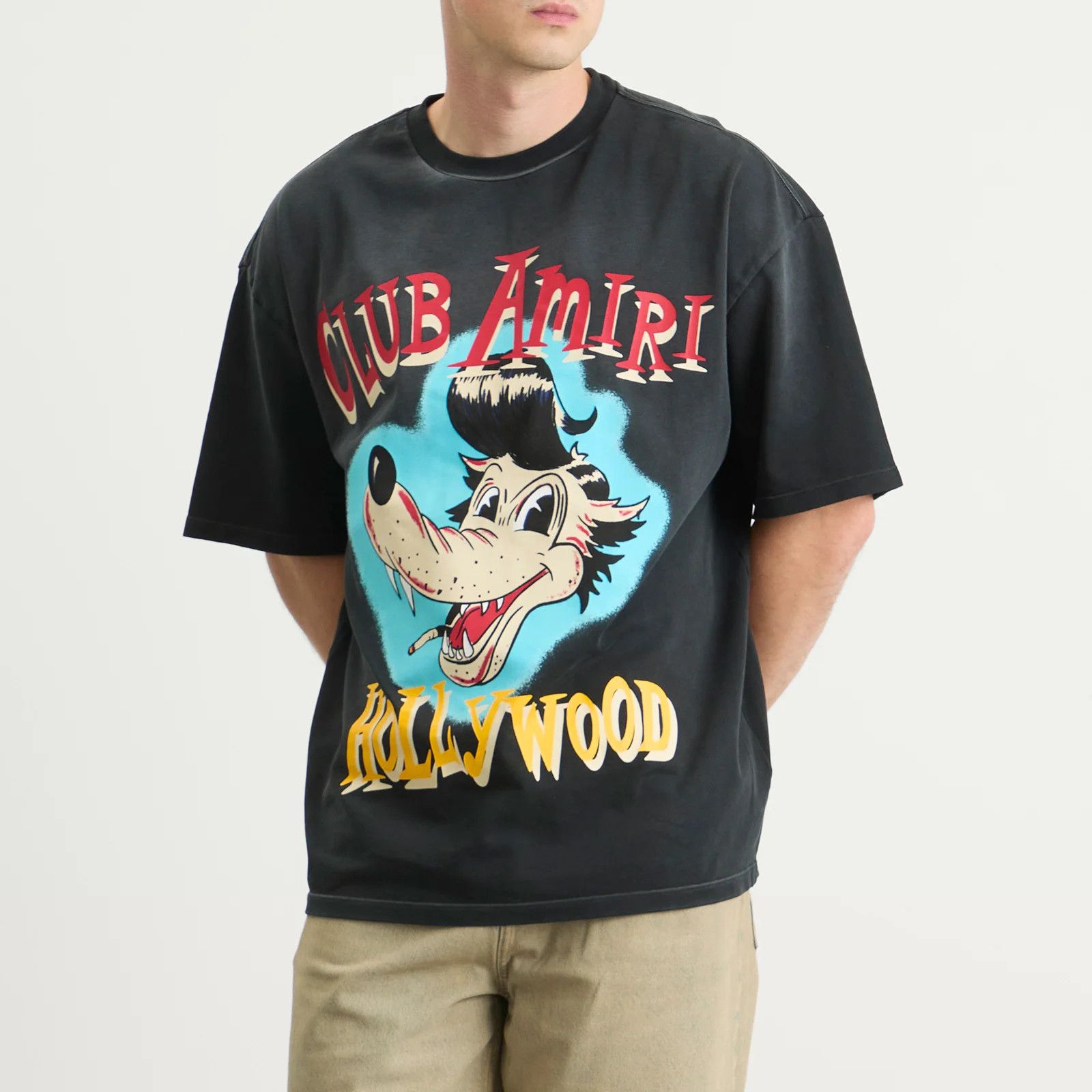 Amiri o1h1sh11225 Club Amiri Wolf Oversized Tee in Black Size US XL / EU 56 / 4 - 2 Thumbnail