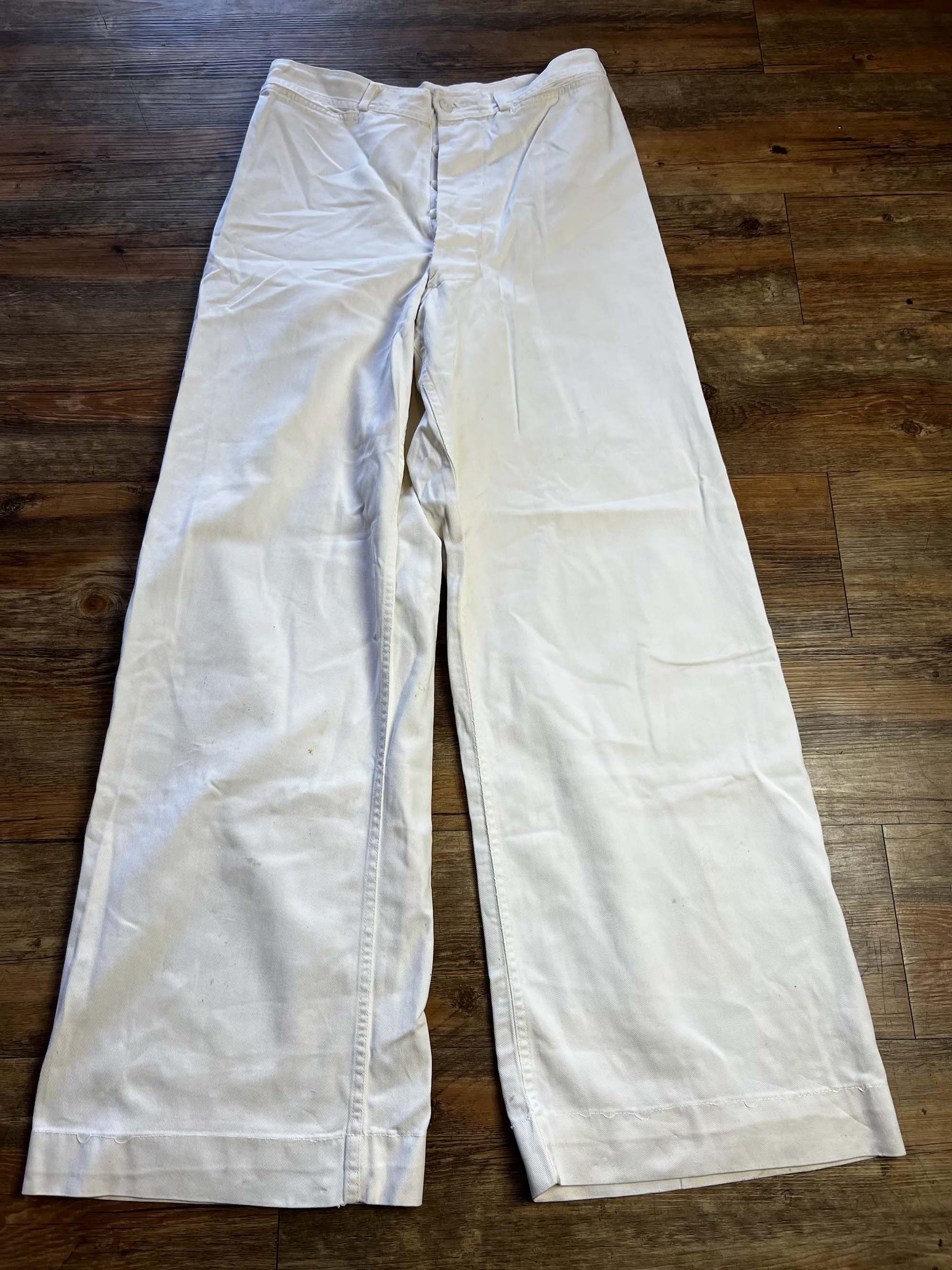Vintage Vintage 1940's US Navy WWII Era White Cotton Sailor Pants Size US 28 / EU 44 - 18 Thumbnail