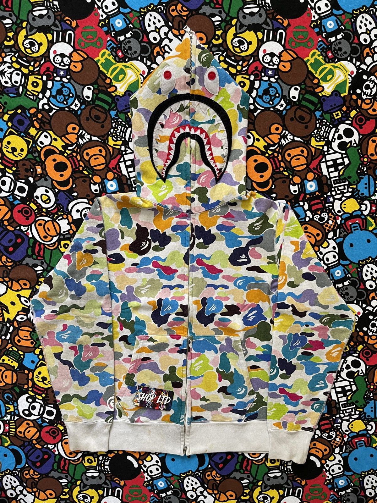 Bape A Bathing Ape White Multi Camo Shark Hoodie | Grailed
