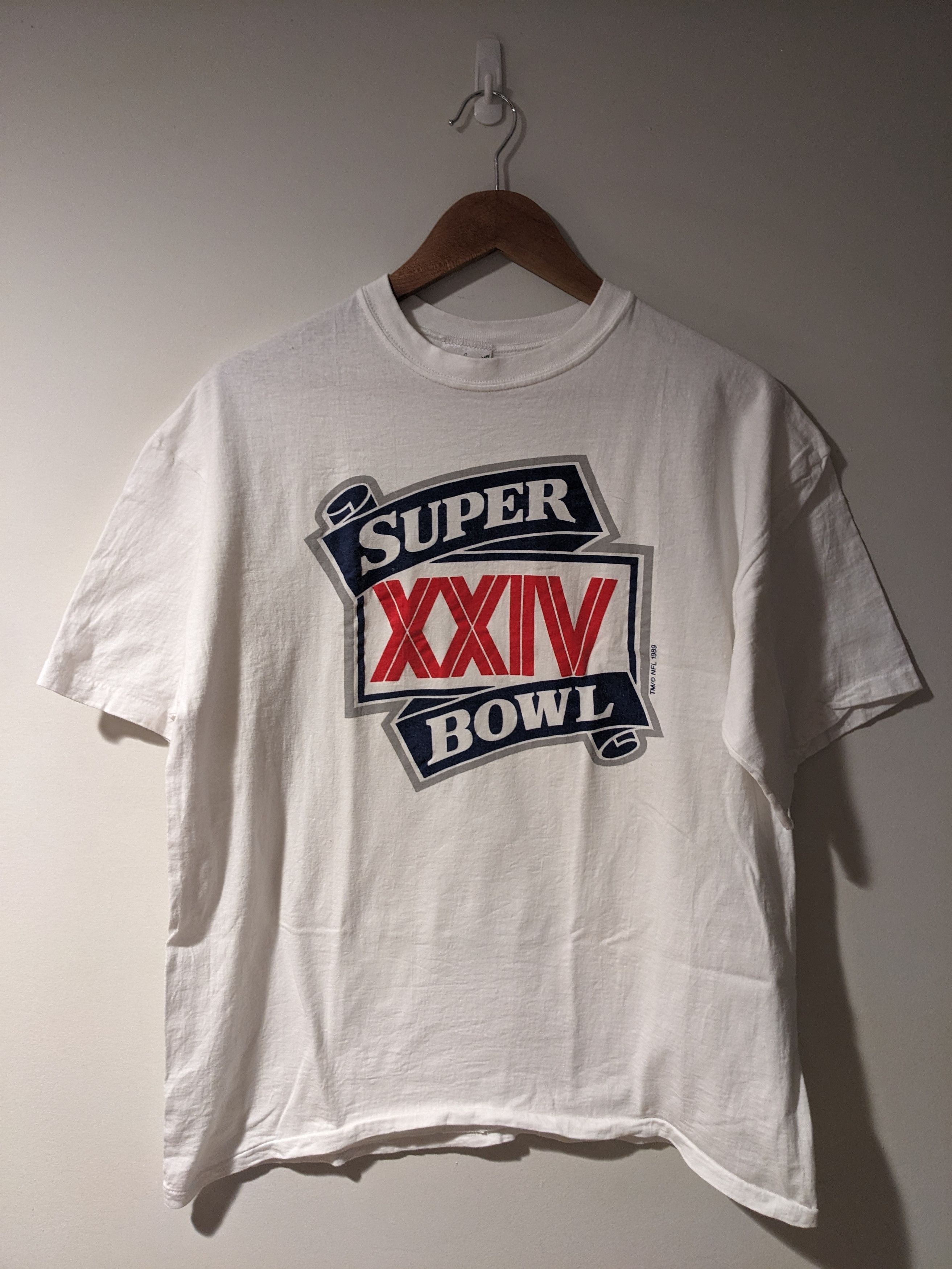 NFL Vintage 1989 Super Bowl NFL Football White X-Large T-Shirt Size US XL / EU 56 / 4 - 1 Thumbnail