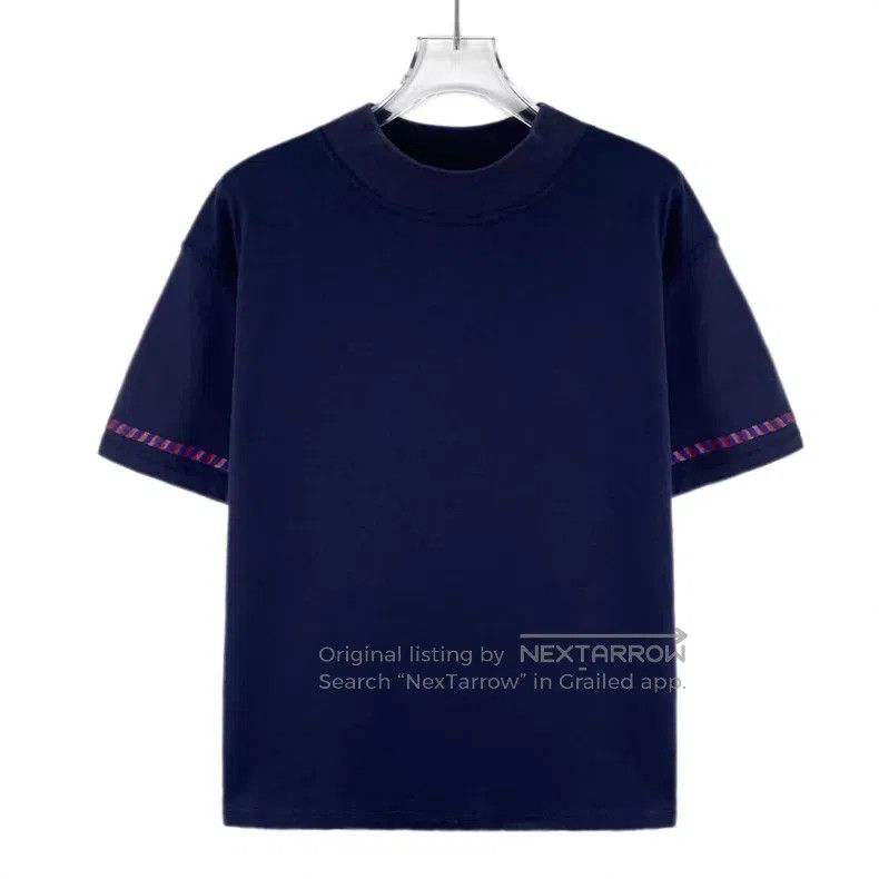 Hermes Hermes Dark Blue Lock Stitch Printed Cotton Crew Neck Shor Size S / US 4 / IT 40 - 1 Thumbnail
