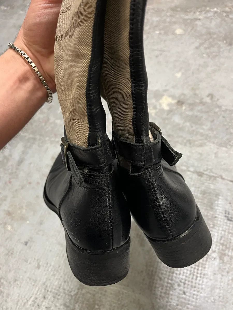 Prada Prada Beige Linen Black Leather Boots Size US 6 / IT 36 - 7 Thumbnail