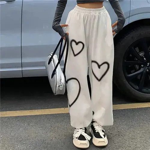 Japanese Brand Women Casual Heart Print Sweatpants Size 34" / US 12 / IT 48 - 4 Thumbnail