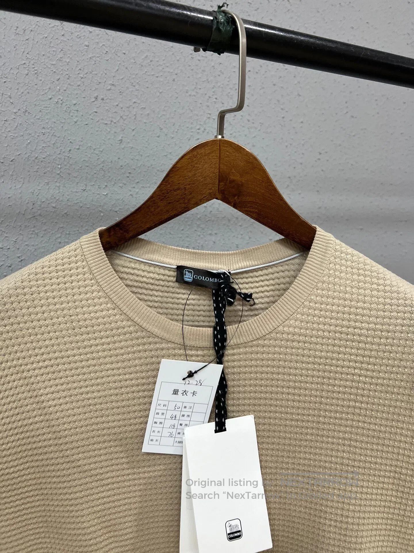 Colombo beige knitted short sleeve crew neck top. Size US L / EU 52-54 / 3 - 3 Thumbnail