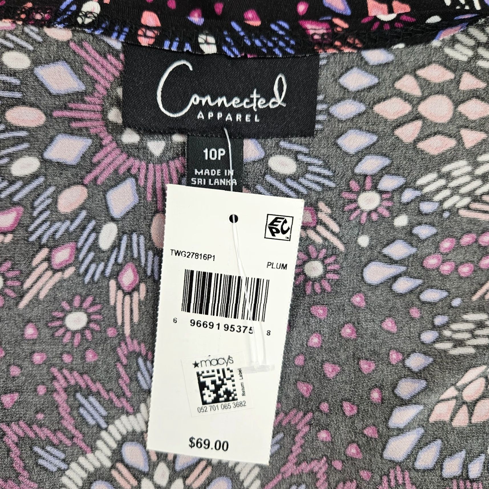 Vintage Connected Apparel Womens Faux Wrap Dress Sz 10P Black Pink Half Sleeves V-Neck Size L / US 10 / IT 46 - 6 Thumbnail