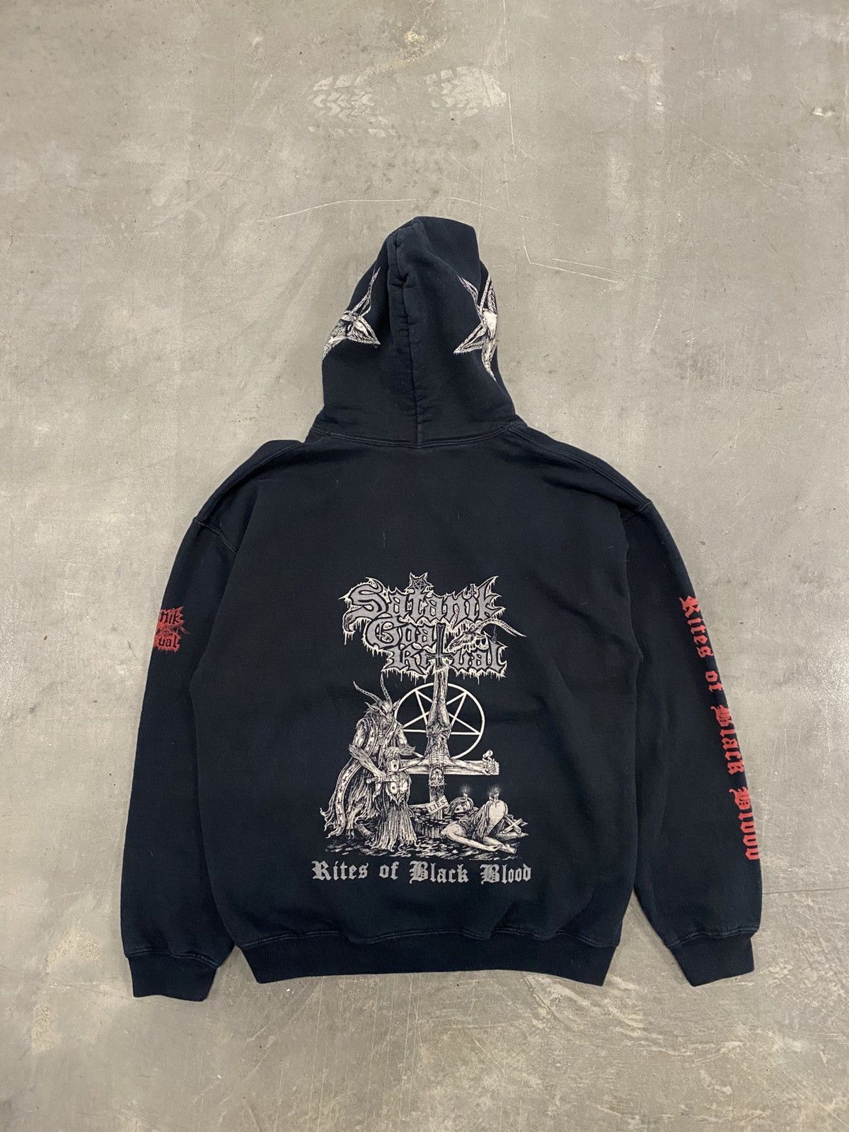 Vintage Vintage satanik goat ritual hoodie dark metal erd goth evil Size US L / EU 52-54 / 3 - 1 Thumbnail