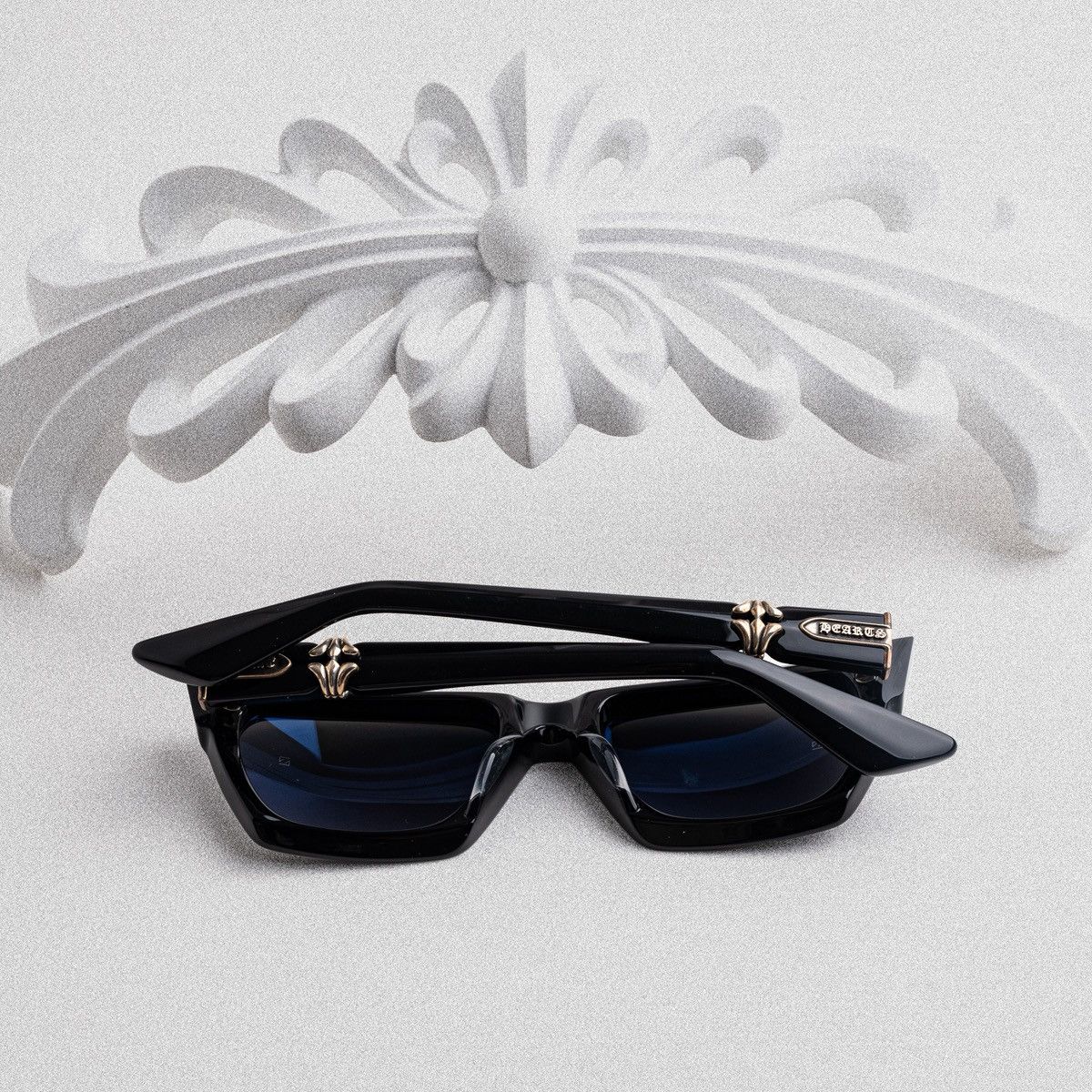 Chrome Hearts CHROME HEARTS CLITERALLY BLACK/SHINY SILVER SUNGLASSES Size ONE SIZE - 7 Thumbnail