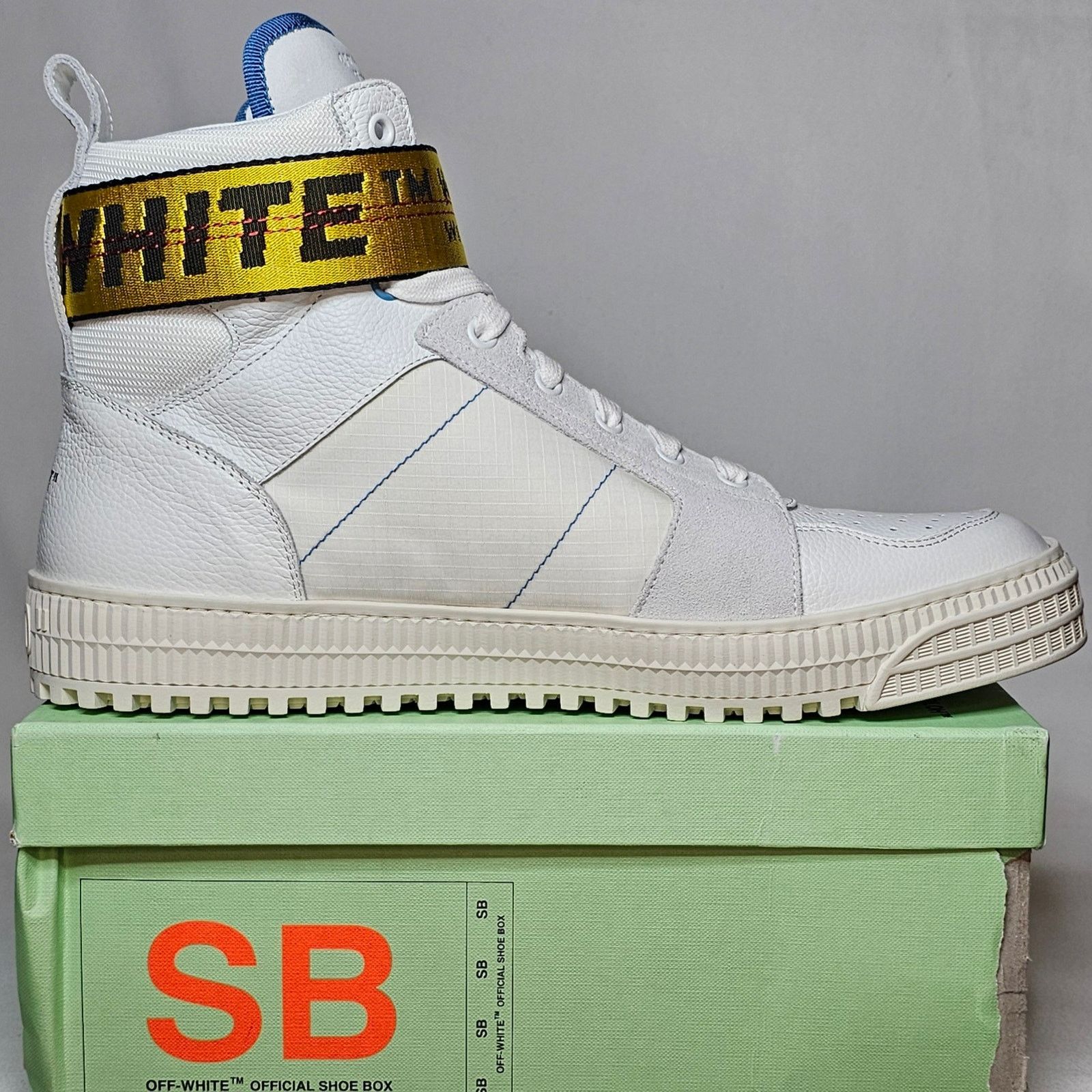 Off-White Off-White White Canvas and Leather Industrial High Top Size US 11 / EU 44 - 10 Thumbnail
