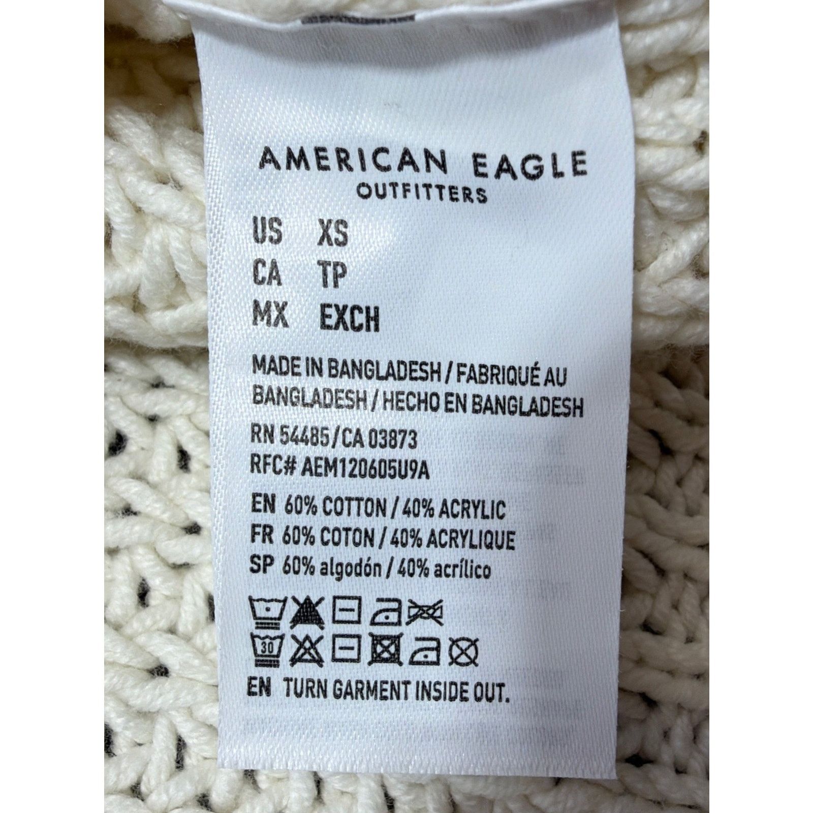 American Eagle Outfitters American Eagle Womens Ivory Knit Oversized Sweater XS Size XS / US 0-2 / IT 36-38 - 6 Thumbnail