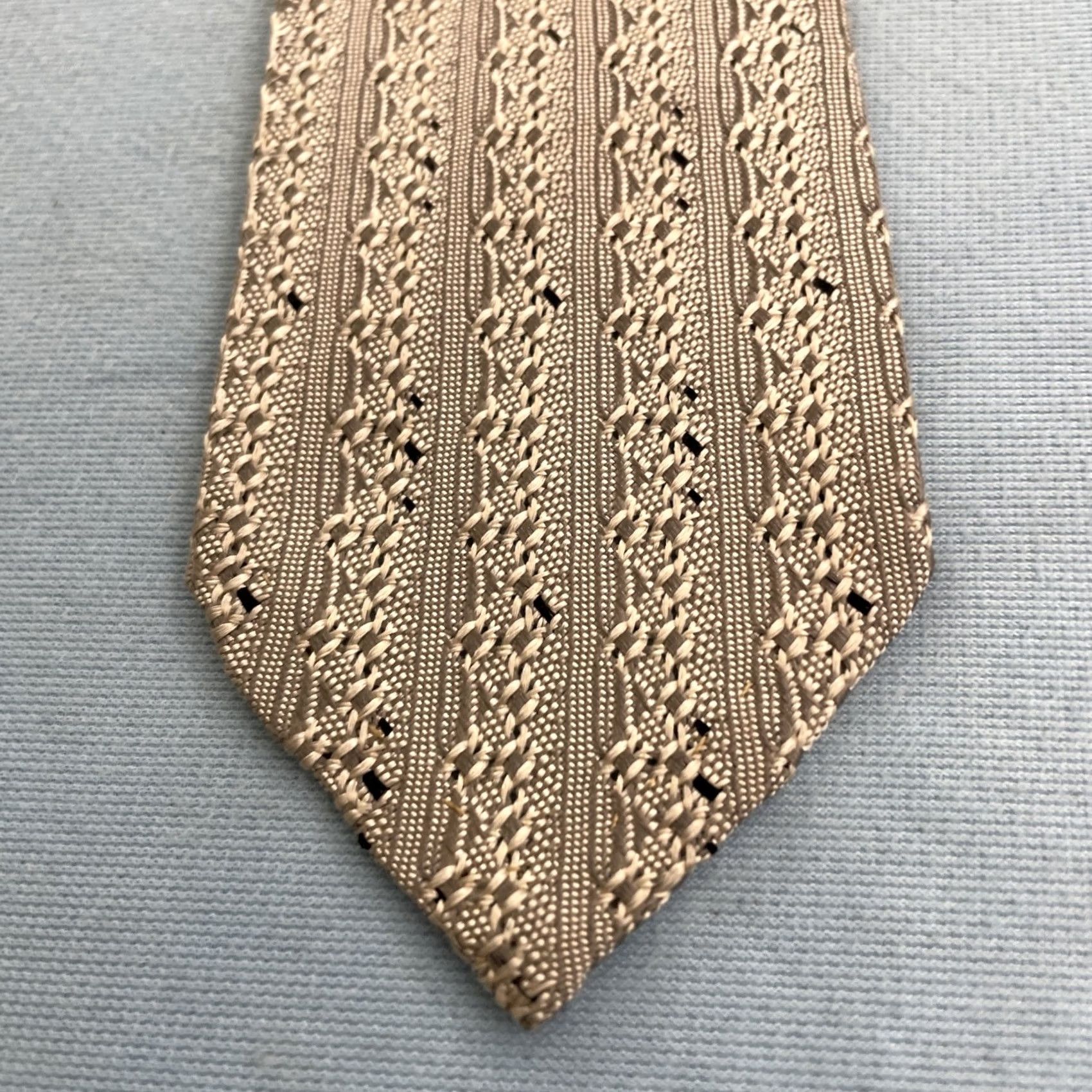 Vintage VINTAGE Neck Tie Woven Crochet Cream Tan 2.5x55 MCM Rockabilly Textured Cravat One Size Men Tie Size ONE SIZE - 3 Thumbnail