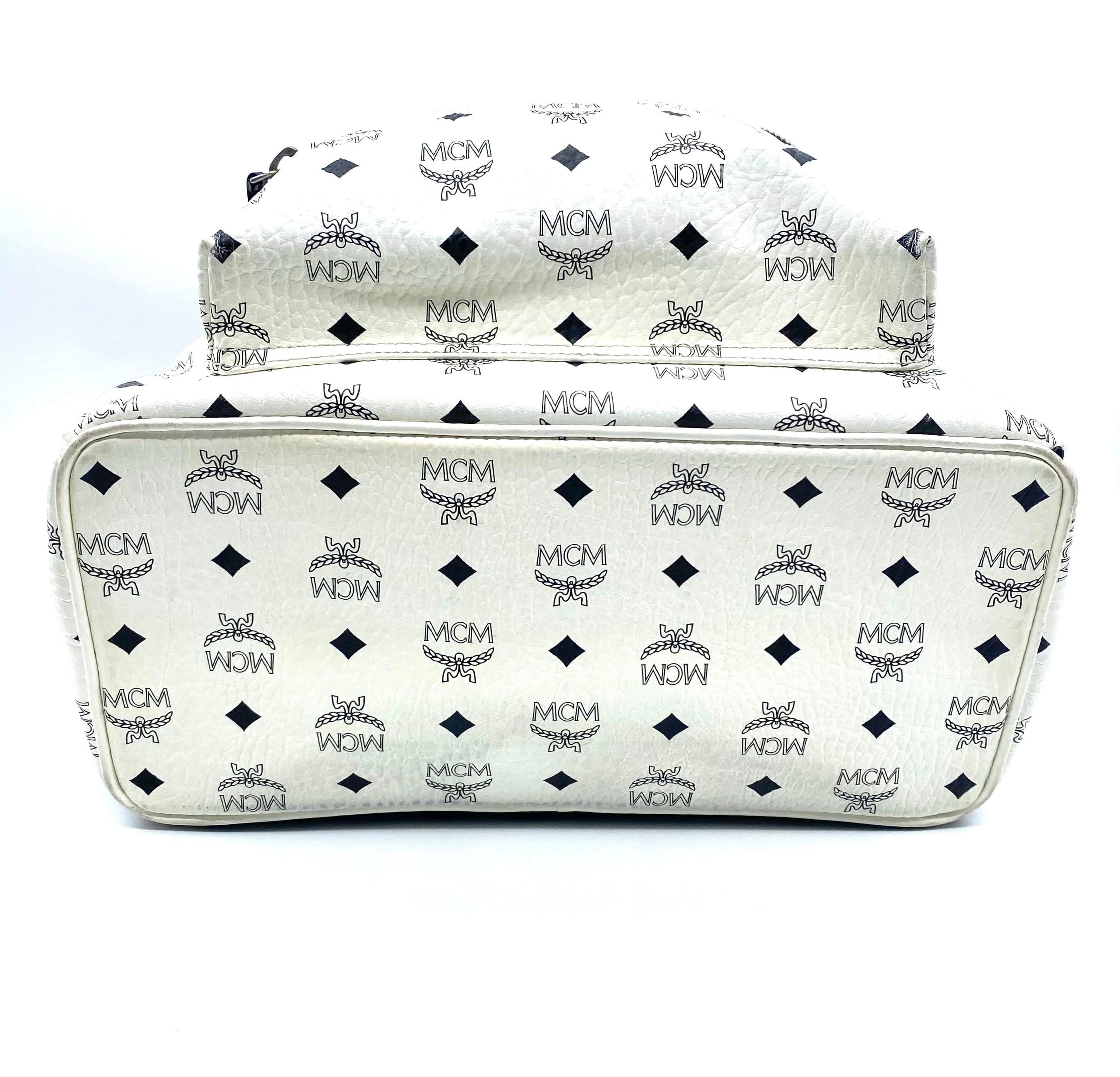 MCM MCM Visetos Backpack White Medium Size ONE SIZE - 4 Thumbnail