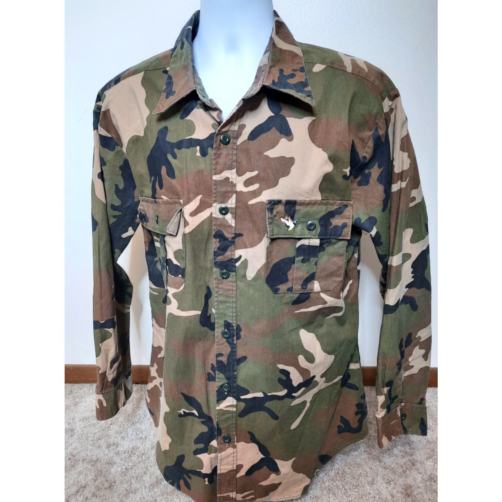 Vintage VINTAGE Winchester Button-Up Shirt Men L Camouflage Camo Duck Hunting Twill Cotton Embroidered 90s Nature Army Outdoors Casual Workwear Mens Size US L / EU 52-54 / 3 - 5 Thumbnail